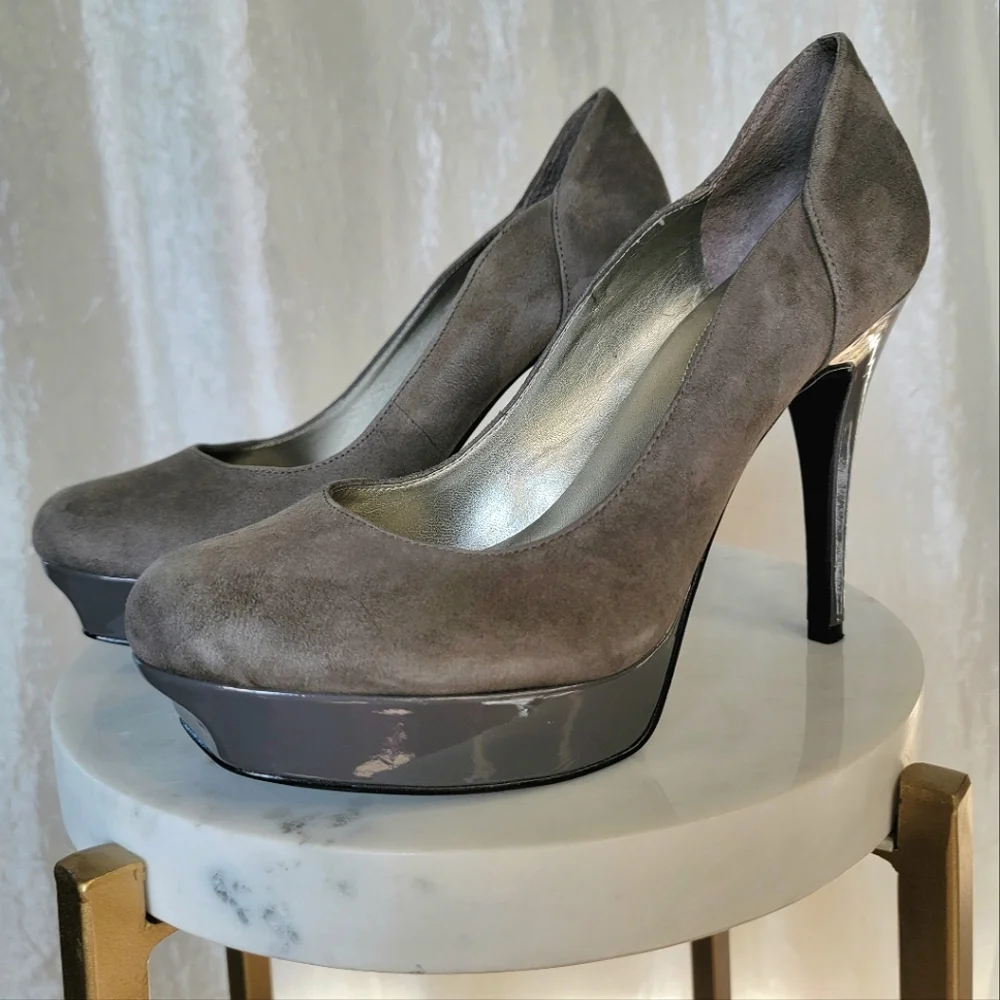 Guess Brand Women's Platform Pumps Round Toe High Heeled Shoes - Taupe - Size 8M - Picture 8 of 16
